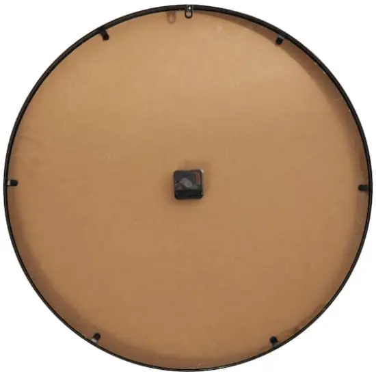 28" Light Brown Wall Clock with Black Metal Frame {8}