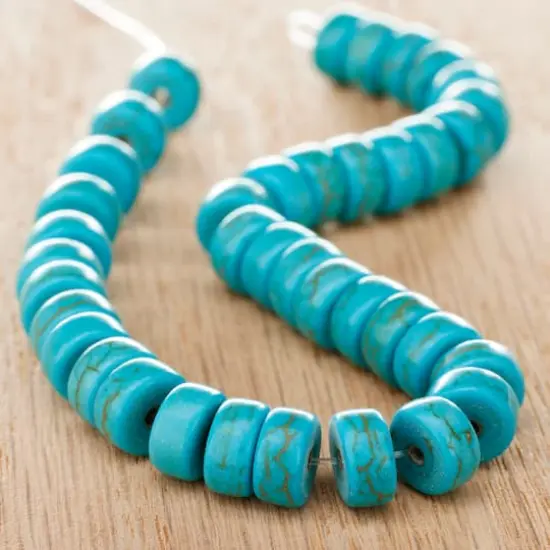 Turquoise Dyed Reconstituted Howlite Heishi Beads, 8mm by Bead Landing&trade; {3}
