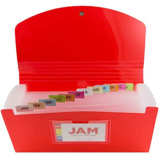 JAM Paper 13 Pocket Plastic Accordion FolderRed {6}