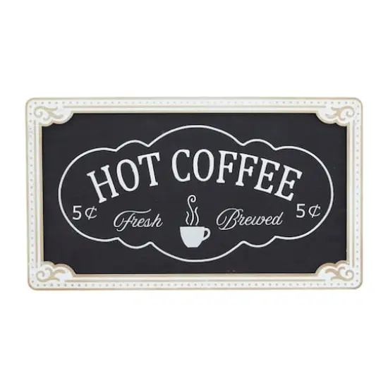 24" Black Hot Coffee Wall Sign {1}