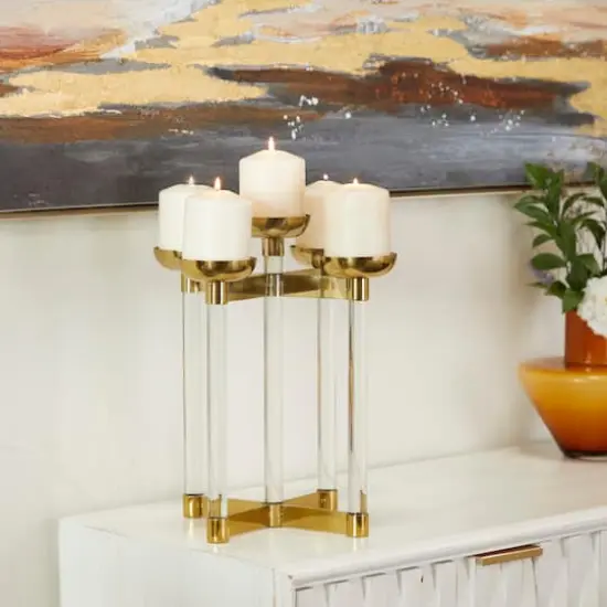 14" Gold Contemporary Candleholder {7}