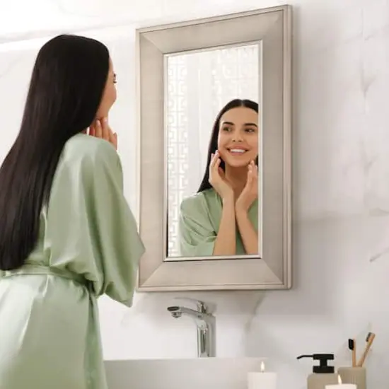 Head West Pave Brushed Nickel Stylish Bathroom & Wall Mirror {4}