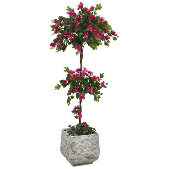 5ft. Bougainvillea Topiary Tree in White Planter {1}