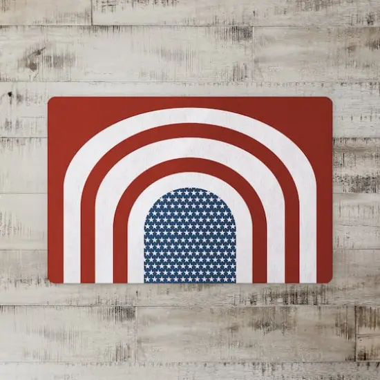 Designs Direct Red Arched Stripes & Stars Floor Mat {3}