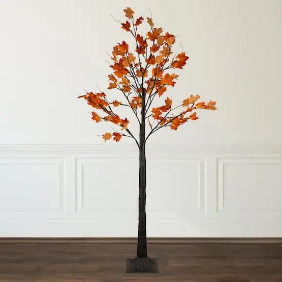 6ft. Warm White LED Lighted Autumn Harvest Maple Leaf Tree {3}
