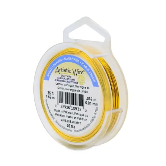 Artistic Wire&reg; 20 Gauge Silver Plated Tarnish Resistant Colored Copper Craft Wire, 25ft. Lemon Meringue {1}