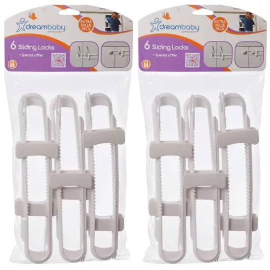 Dreambaby&reg; White Cabinet Sliding Locks, 2 Packs of 6 {1}