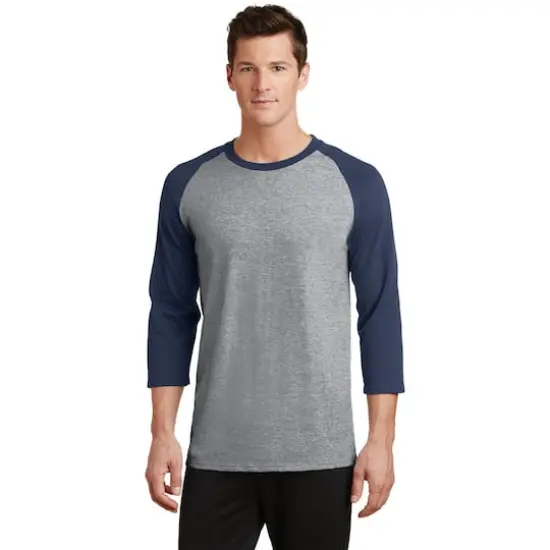 Port & Company&reg; Core Blend 3/4-Sleeve Raglan Tee Athletic Heather/Navy {4}