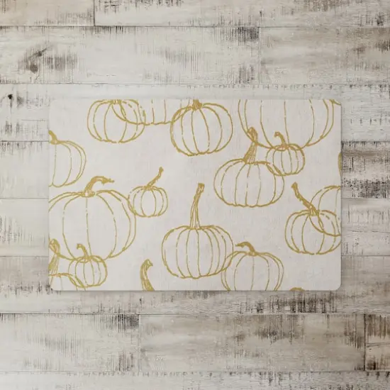 Mustard Yellow Multi Pumpkin Pattern Floor Mat {3}