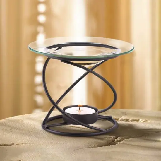 4.5" Modern Spiral Metal & Glass Candle Oil Warmer {3}