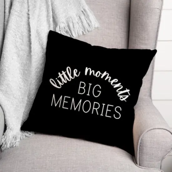 18" Little Moments Big Memories Throw Pillow Black {3}