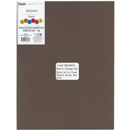 Essentials by Leisure Arts 9" x 12" Foam Sheets, 15ct. Brown {1}