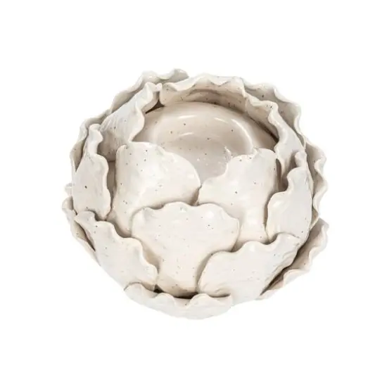 Hello Honey&reg; 5" Cream Artichoke Tealight Stoneware Candle Holder {1}