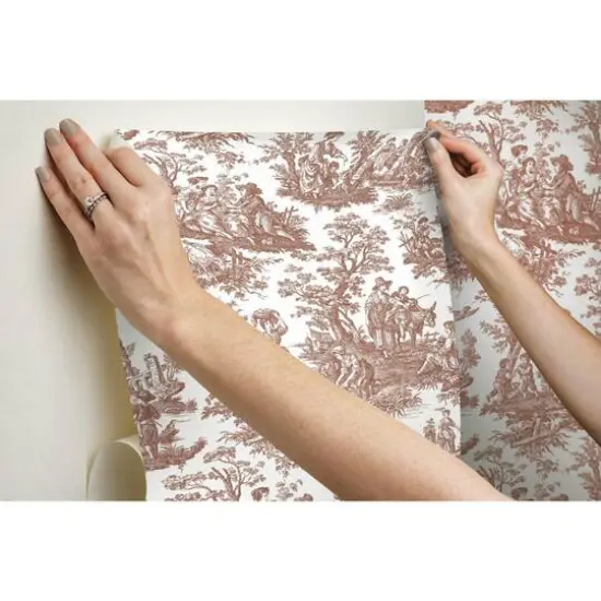 RoomMates Country Life Toile Peel & Stick Wallpaper Red and White {10}