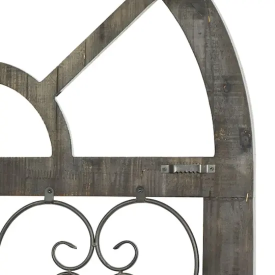 46" White & Brown Rustic Metal & Wood Arched Gate Wall D&eacute;cor {5}
