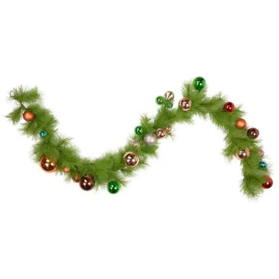 6ft. Unlit Multicolor Ornaments Long Needle Pine Artificial Garland {4}