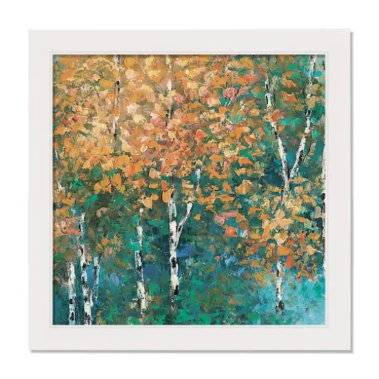 Fall Birch Trees Wall Art in White Frame {1}