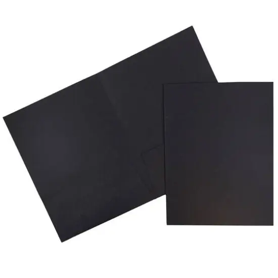JAM Paper 2-Pocket Textured Linen Business Folders, 100ct. Black {1}
