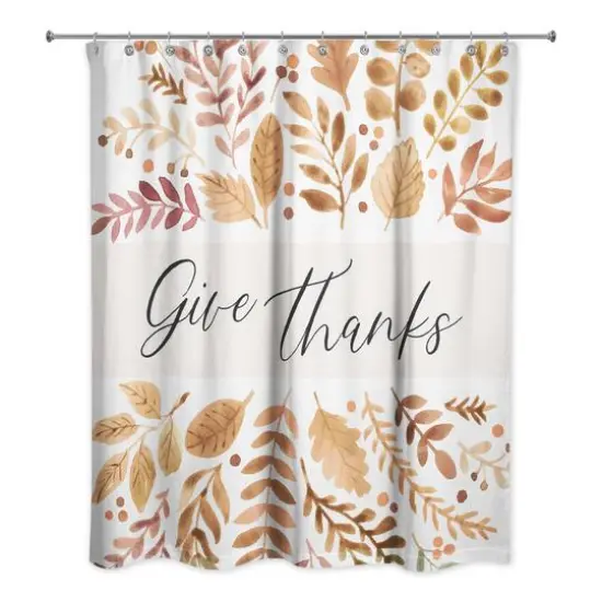 Give Thanks Fall Floral Shower Curtain {1}
