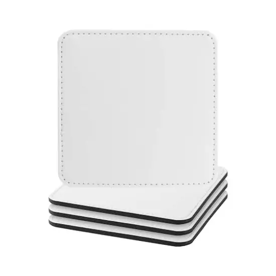 Craft Express White Square PU Leather Coasters, 4ct. {1}