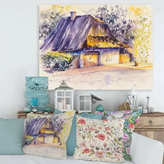 Designart - Old Wooden White House In Country Side Village - Traditional Canvas Wall Art Print {3}