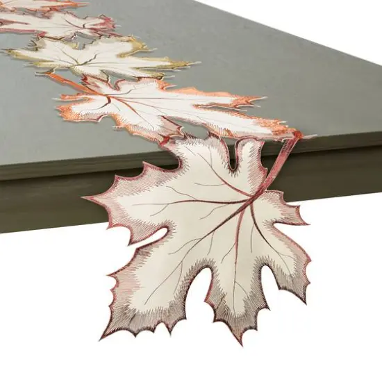 DII&reg; 108" Embroidered Maple Leaves Table Runner {4}