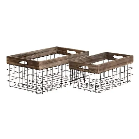 Black Metal Farmhouse Storage Basket Set {1}