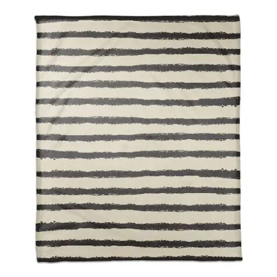 Stripes Coral Fleece Blanket Cream/Black {1}