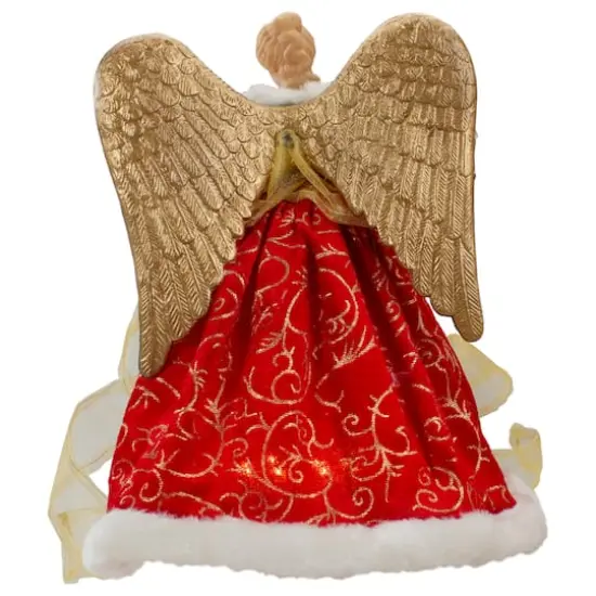 12" Lighted Red & Green Angel with Wings Christmas Tree Topper, Clear Lights {6}