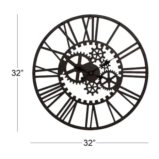 Black Industrial Metal Wall Clock {5}
