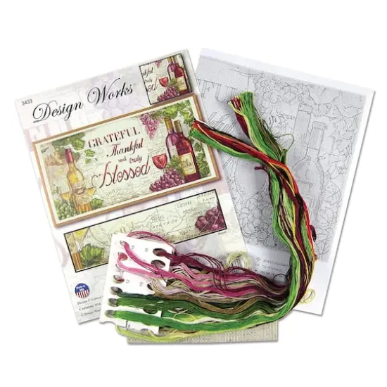 Design Works&trade; Grateful Wine Counted Cross Stitch Kit {3}