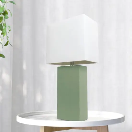 Lalia Home Lexington 21" Sage Green Leather Base Table Lamp {5}