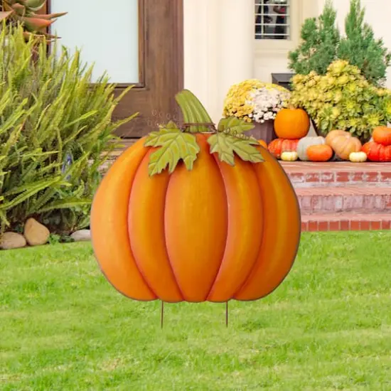 Glitzhome&reg; 39" Fall Pumpkin Metal Yard Stake or Standing D&eacute;cor {11}