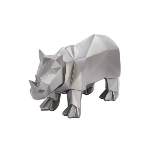 CosmoLiving by Cosmopolitan 10" Silver Polystone Rhino Sculpture {4}