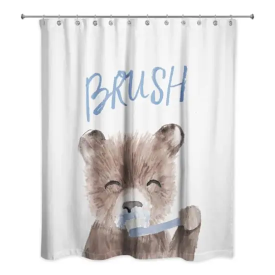 Bear Brushing Teeth 71" x 74" Shower Curtain {3}