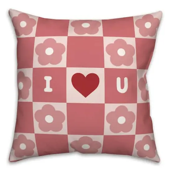 18" I Heart You Daisy Check Accent Pillow {1}