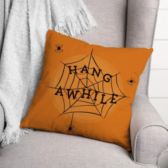 Hang Awhile Spiderweb Spun Poly Throw Pillow {4}