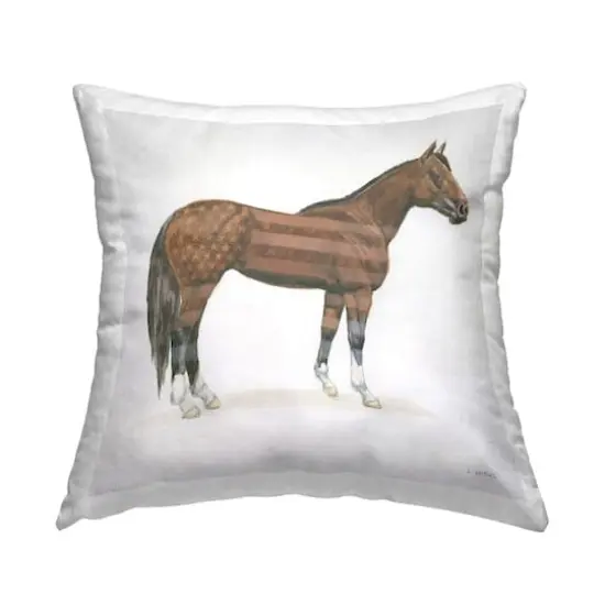 Stupell Industries American Flag Horse Decorative Printed Throw Pillow {1}