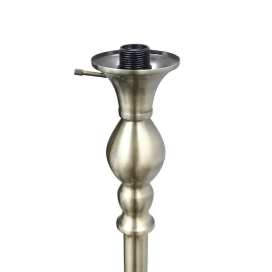 Lalia Home 6ft. Torchiere Floor Lamp with Marbleized Shade Antique Brass with White Shade {7}