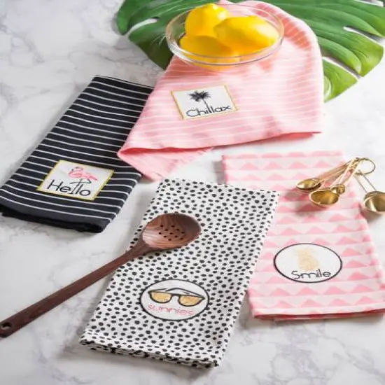DII&reg; Summer Cocktail Embellished Dishtowels, 4ct. {4}