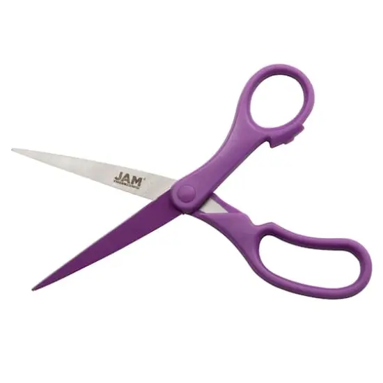 JAM Paper 8" Ergonomic Multi-Purpose Precision Scissors Purple {4}