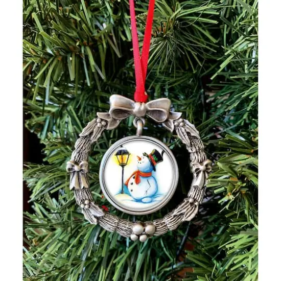 JFK Half Dollar Wreath Ornament With Colorized Snowman Coin {3}