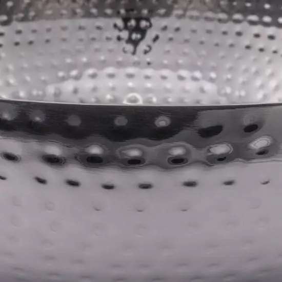 Hello Honey&reg; 14" Oxidized Silver Round Hammered Metal Bowl {7}