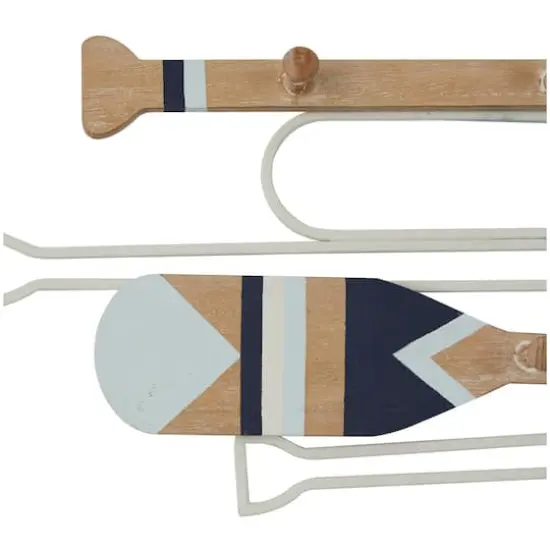 Light Brown Wood 12 Hangers Paddle Wall Hook with Stripe Patterns Set of 2 30", 29" {5}