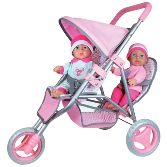 Lissi Dolls 11" Twin Baby Dolls With Twin Jogger Stroller {4}