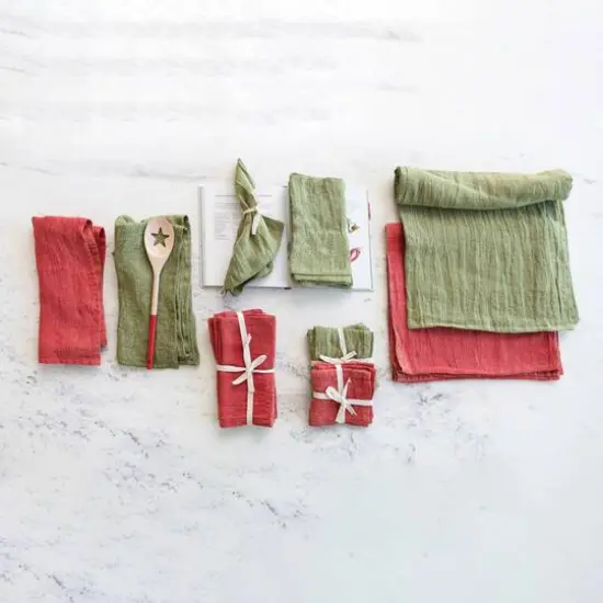 Hello Honey&reg; 108" Red Stonewashed Linen Table Runner {3}