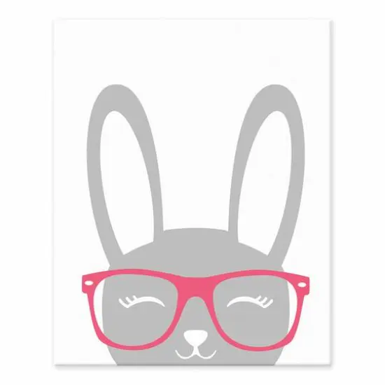 Happy Bunny with Glasses Tabletop Canvas Art  {1}
