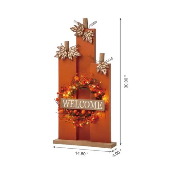 Glitzhome&reg; 30" Fall Lighted Pumpkin & Wreath D&eacute;cor {4}
