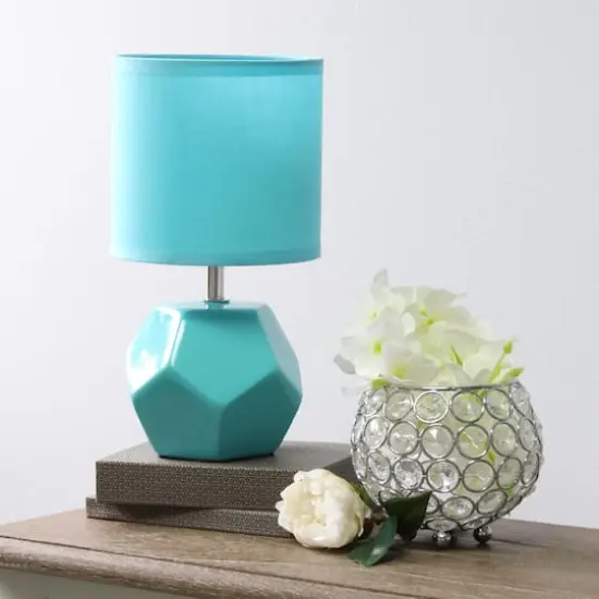 Simple Designs Round Prism Mini Table Lamp Blue {3}
