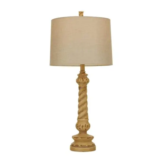 Brown Polystone Table Lamp Set of 2 14", 31" {1}